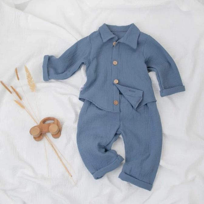 929.622(Мс-2)-10 Комплект летний с длинным рукавом для мальчика "Муслин-2", джинс+джинс, лето