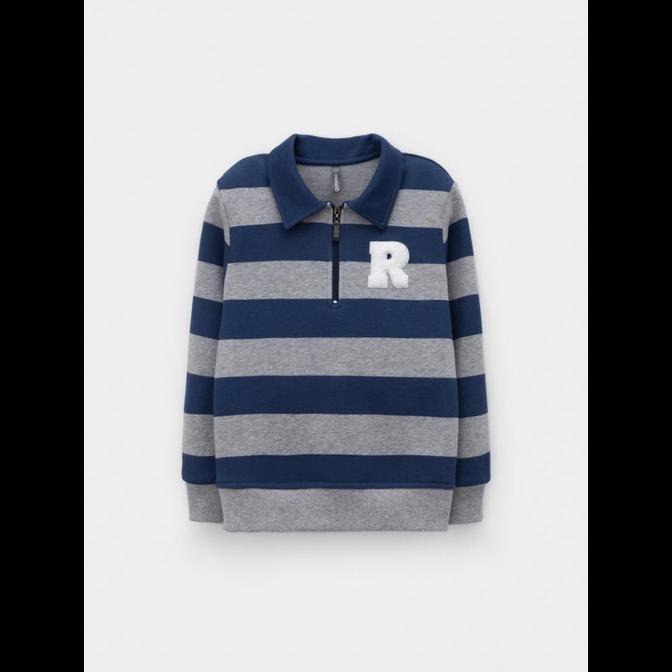 КР 302795/серый меланж,синий,полоска к616 джемпер (свитшот) для мальчика