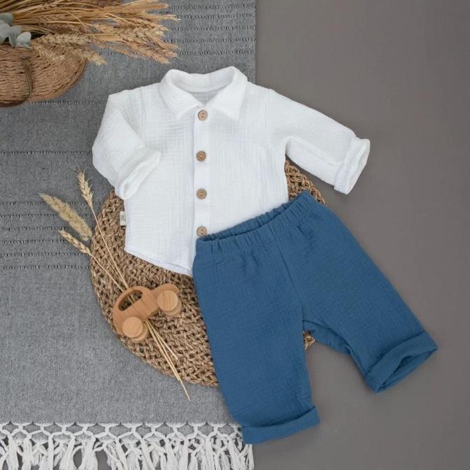 929.622(Мс)-55.1 Комплект летний с длинным рукавом для мальчика "Муслин", деним, лето