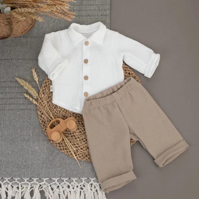 929.622(Мс)-8 Комплект летний с длинным рукавом для мальчика "Муслин", капучино, лето