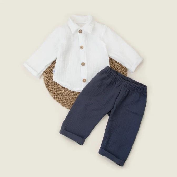 929.622(Мс)-98 Комплект летний с длинным рукавом для мальчика "Муслин", черника, лето