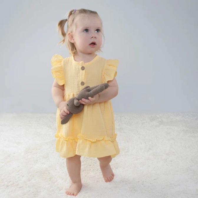 484(Мс)-66 Платье с крылышками "Муслин", желтый, лето